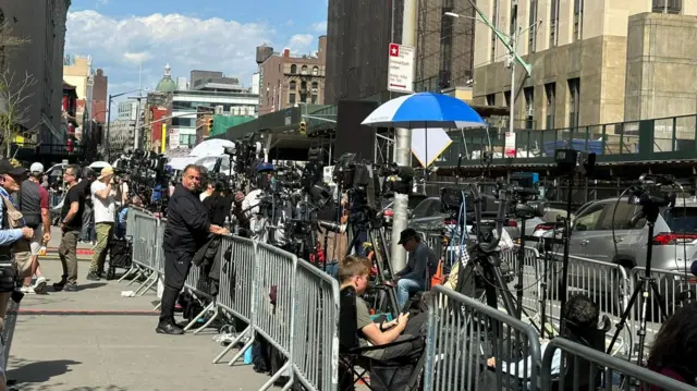 Outside court in New York