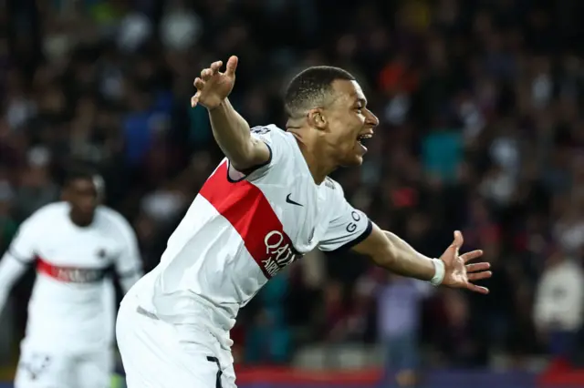 Kylian Mbappe celebrates