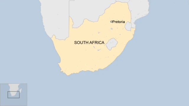 A map of South Africa showing Pretoria.