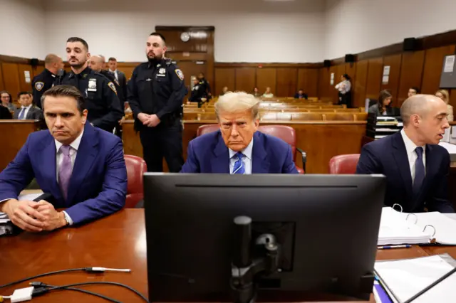 Trump and his lawyers in court