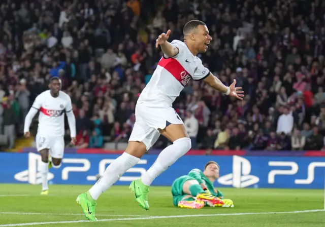 Kylian Mbappe celebrates