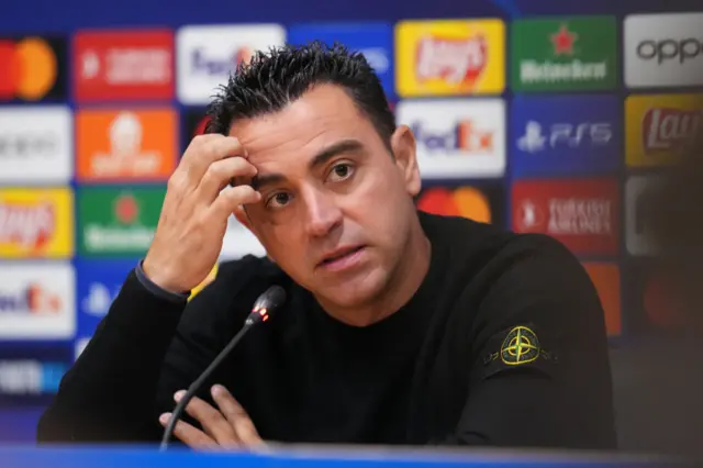 Barcelona manager Xavi in his post-match news conference