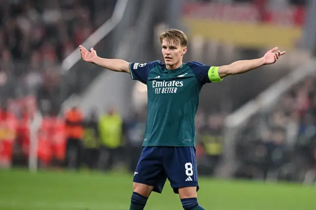 Martin Odegaard of Arsenal FC gestures