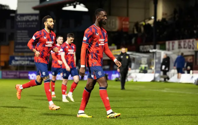 Rangers Abdallah Sima at Half Timeduring a cinch Premiership match between Dundee and Rangers at the Scot Foam Stadium at Dens Park