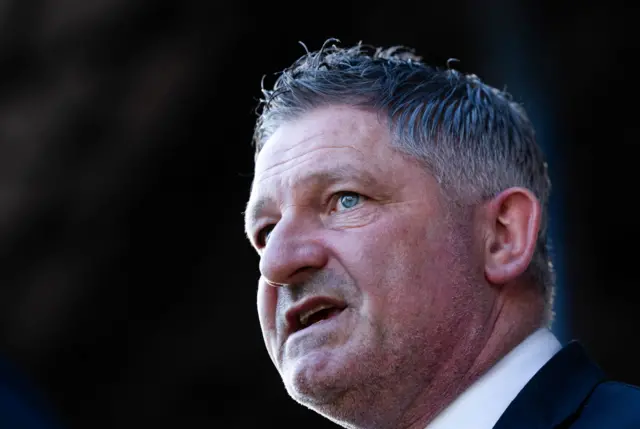 Dundee Manager Tony Docherty during a cinch Premiership match between Dundee and Rangers at the Scot Foam Stadium at Dens Park, on April 17, 2024, in Dundee, Scotland.