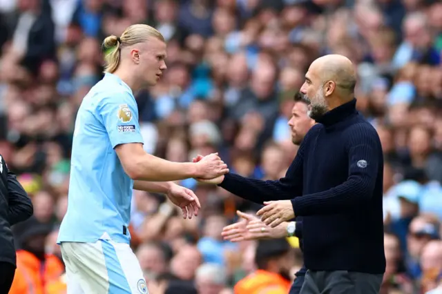 Erling Haaland and Pep Guardiola