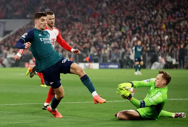 Kai Havertz of Arsenal has a shot saved by Manuel Neuer