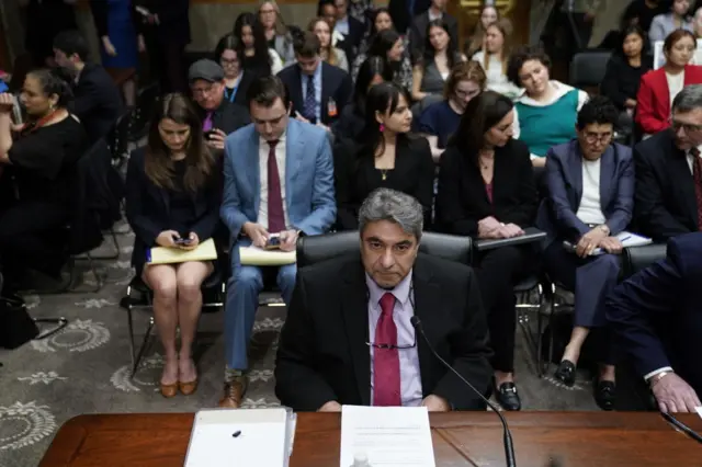 Boeing engineer Sam Salehpour arrives to testify before the US Senate Homeland Security and Governmental Affairs Subcommittee on Investigations during a hearing