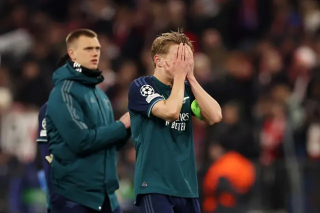 Martin Odegaard of Arsenal looks dejected