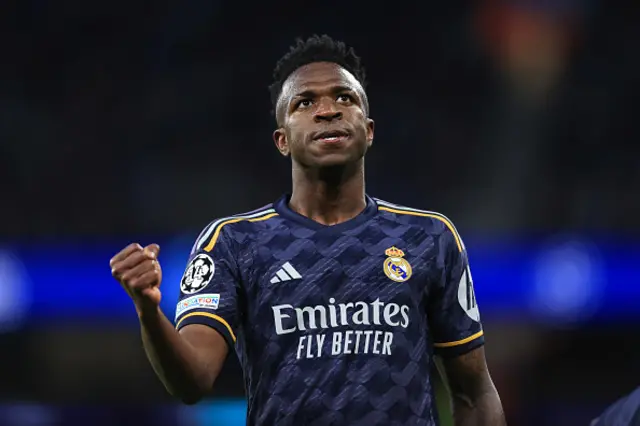 Vinicius Junior of Real Madrid celebrates their 1st goal