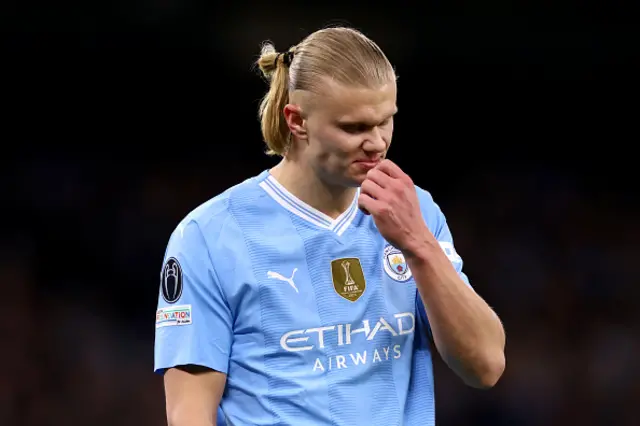 Erling Haaland of Manchester City reacts