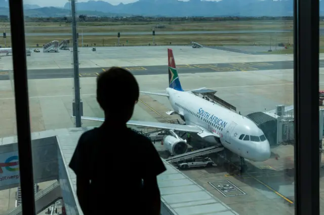 A South African Airways (SAA) parked at the gate at Cape Town International Airport in Cape Town, South Africa