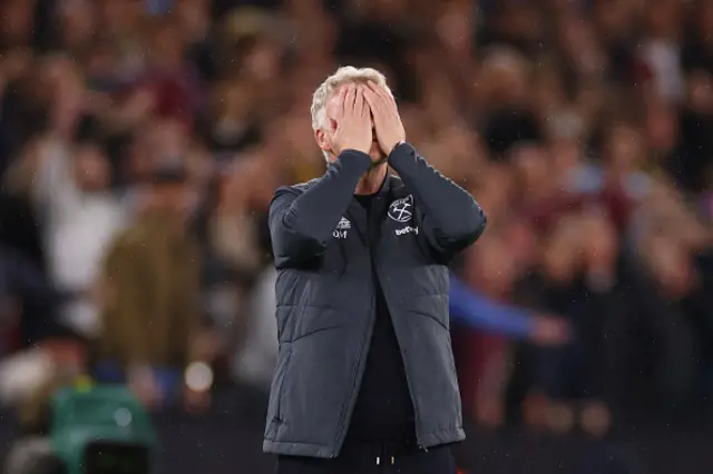 West Ham Manager David Moyes reacts