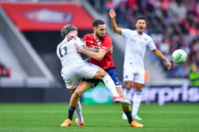 Douglas Luiz of Aston Villa competes for the ball with Nabil Bentaleb