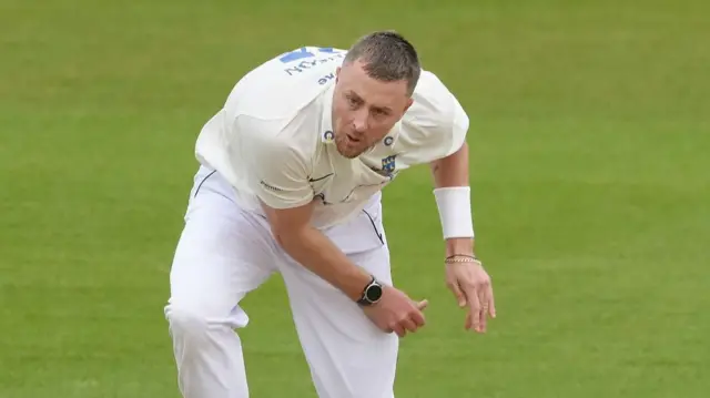 Ollie Robinson bowling against Northants