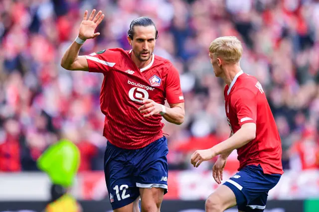 Yusuf Yazici of Lille OSC celebrates after scoring