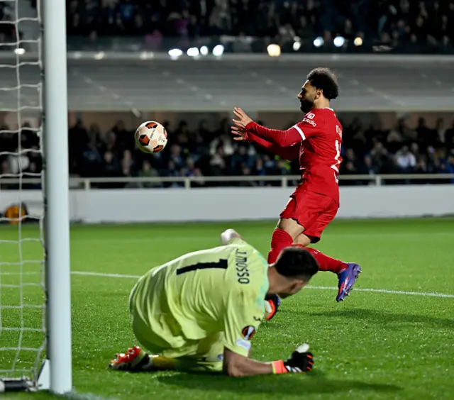 Mohamed Salah of Liverpool retrieving the ball