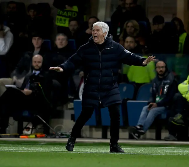 Gian Piero Gasperini manager of Atalanta reacts