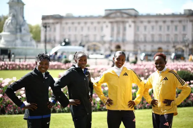 Kenya's Ruth Chepngetich, Kenya's Brigid Kosgei, Ethiopia's Tigst Assefa and Ethiopia's Peres Jepchirchir