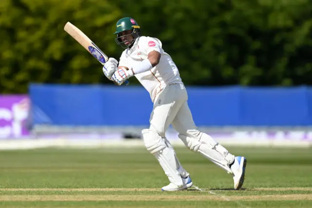 Rishi Patel batting for Leicestershire