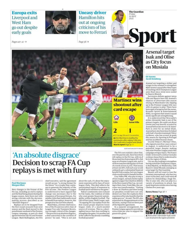 Guardian sports section