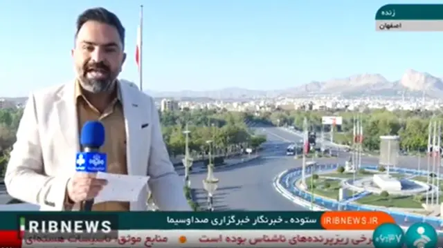 Correspondent for Iran's state broadcaster IRIB reporting from the city of Isfahan (19 April 2024)