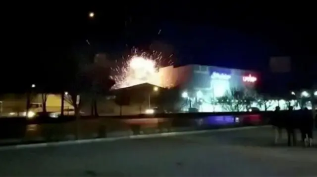 Explosion during drone attack on a military factory in the centre of Isfahan city, Iran