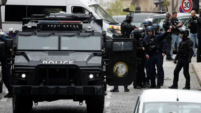 Armed police responding to an incident in Paris