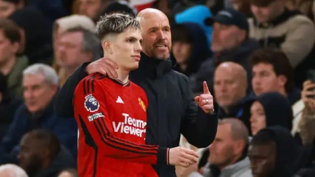 Manchester United forward Alejandro Garnacho and boss Erik ten Hag