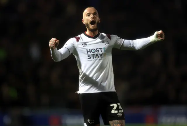 Derby's Joe Ward celebrates