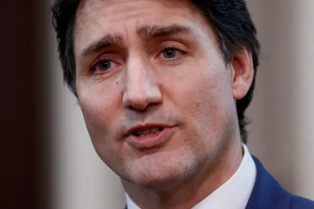 Canadian Prime Minister Justin Trudeau meets with Ecuador's President Daniel Noboa (not pictured) on Parliament Hill in Ottawa, Canada, March 5, 2024.