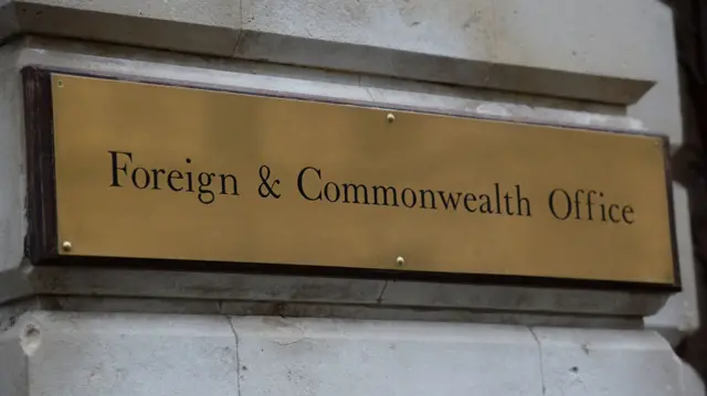 Signage for the Foreign and Commonwealth Office in Westminster, London.