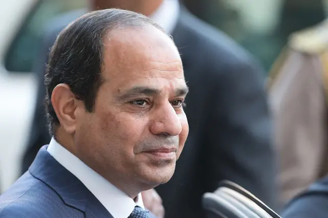 Egyptian President, Abdul Fattah Al-Sisi is seen leaving the Harmony Centre on August 30, 2015 in Singapore.