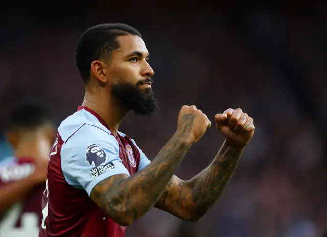 Douglas Luiz celebrates scoring for Aston Villa