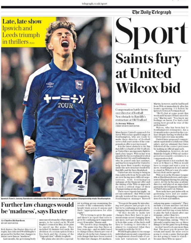 Telegraph back page