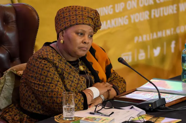 Speaker Nosiviwe Mapisa-Nqakula during the National Assembly sitting to consider and debate the report of the Committee for Section 194 Enquiry at Cape Town City Hall on September 11, 2023 in Cape Town, South Africa