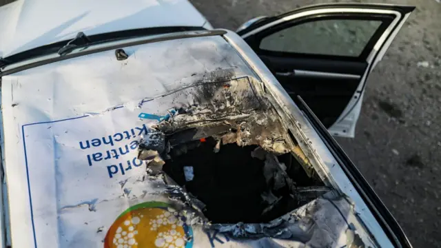 World Central Kitchen vehicle damaged by air strike