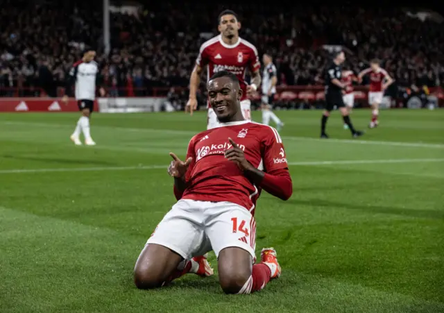 Hudson odoi knee lides to celebrate his goal v Fulham