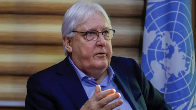 Martin Griffiths, the Under-Secretary-General for Humanitarian Affairs and Emergency Relief Coordinator, speaks during an interview