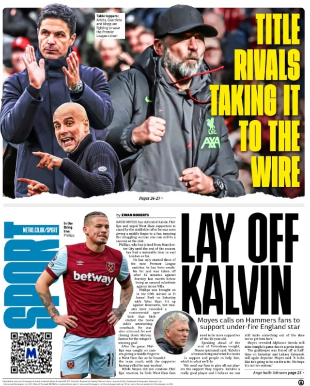 Metro back page