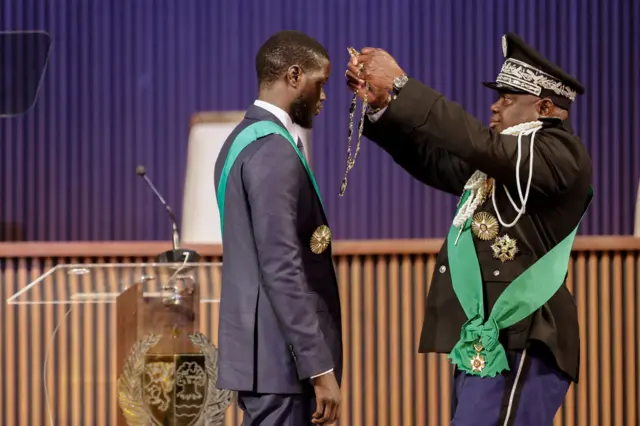 Bassirou Diomaye Faye being sworn-in.