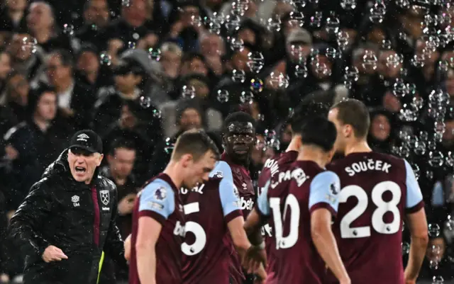 West Ham celebrate Zouma's goal