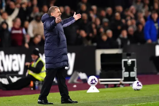 Postecoglou waves his arms in frustration