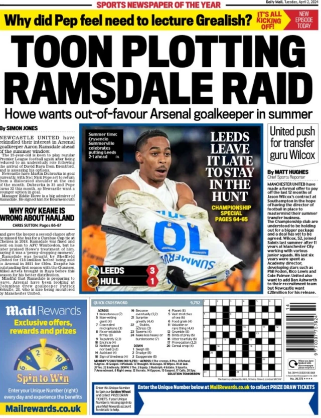 Mail back page