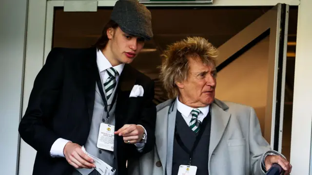 Rod Stewart and his son at Hampden