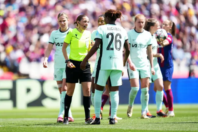 Buchanan chats to the referee