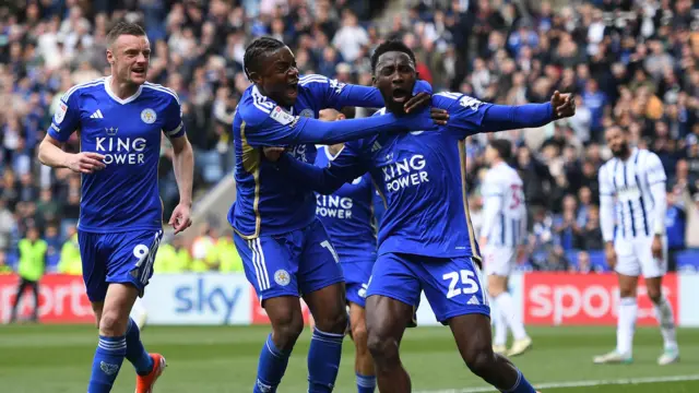 Wilfred Ndidi celebrates giving Leicester the lead against West Brom