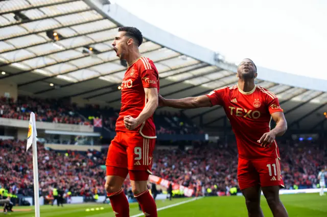 Aberdeen's Bojan Miovski celebrates