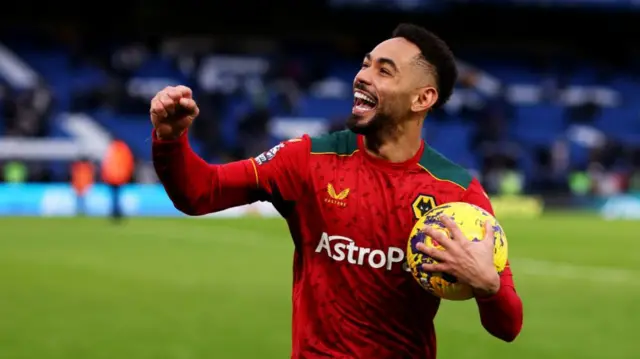 Wolves forward Matheus Cunha celebrates scoring against Chelsea