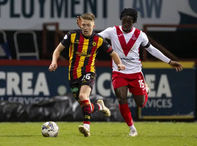 Partick Thistle's Ben Stanway and Airdrieonians' Kanayo Megwa